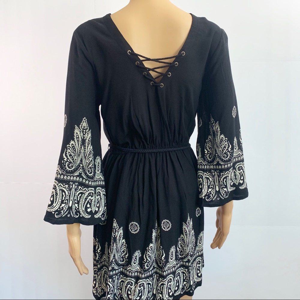 F21 Black and White Paisley Boho Dress